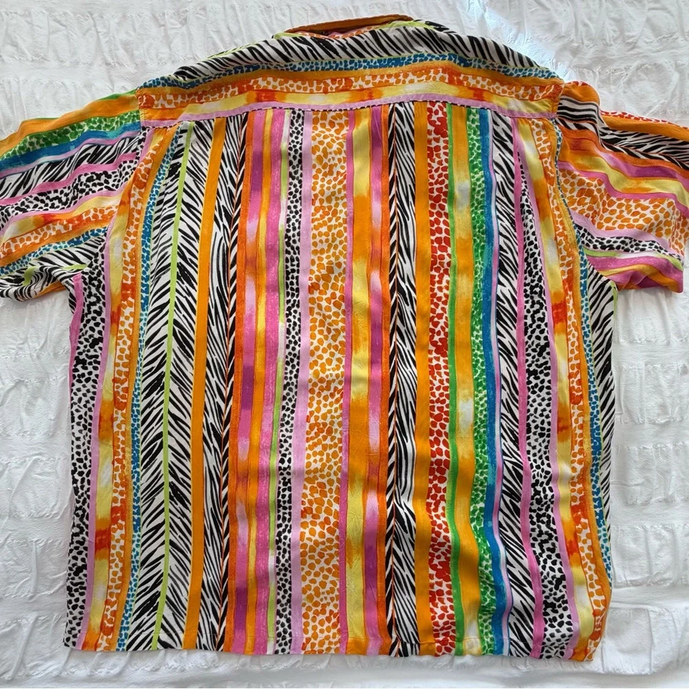 RARE Jams World Hawaiian Aloha Men's Shirt, XL “Wild” Animal Print Stripes. EUC - Picture 3 of 8